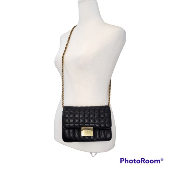 J. Crew Bags J Crew Quilted Leather Crossbody Bag Black With Gold